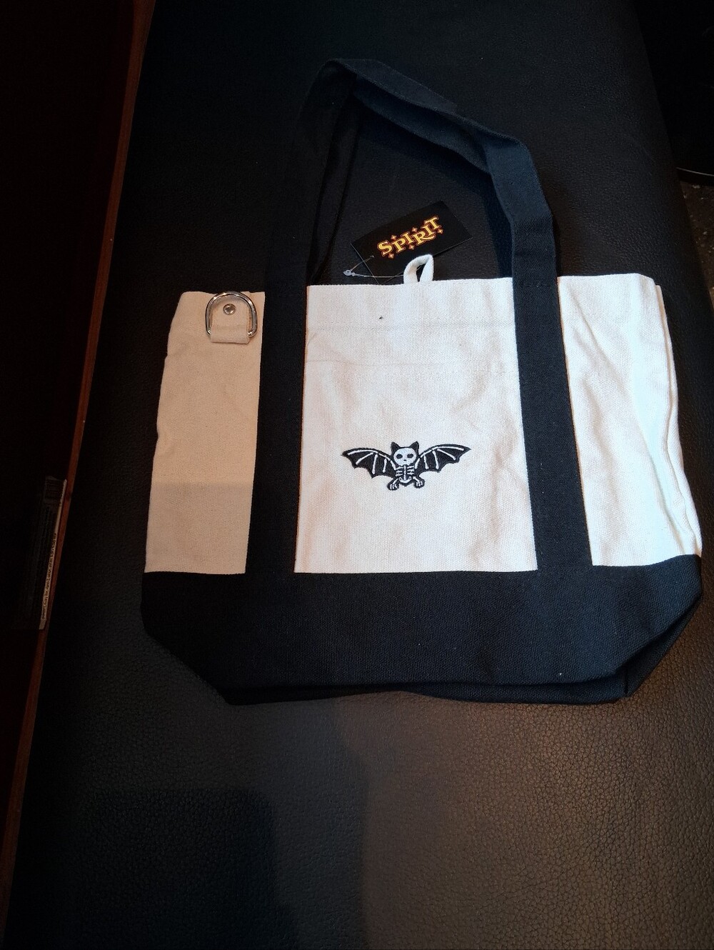 Spirit Black and White Canvas Bat Tote Bag